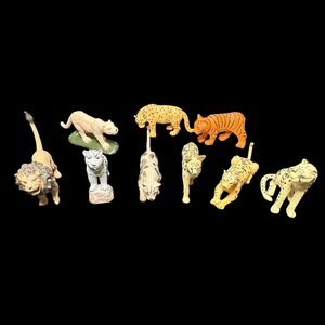 Big Cat Figures Lion Tiger Leopard And More Animal ornaments set of 9